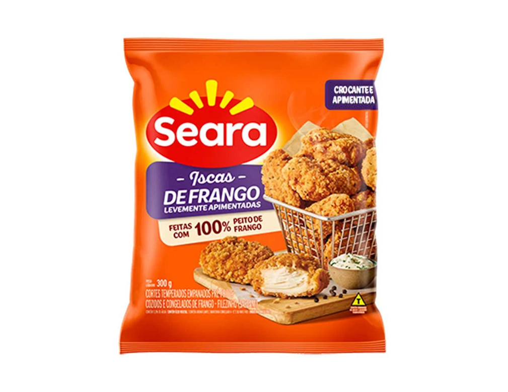ISCAS DE FRANGO APIMENTADAS EMPANADAS CONGELADAS SEARA 300 G (CX 16 PCT)